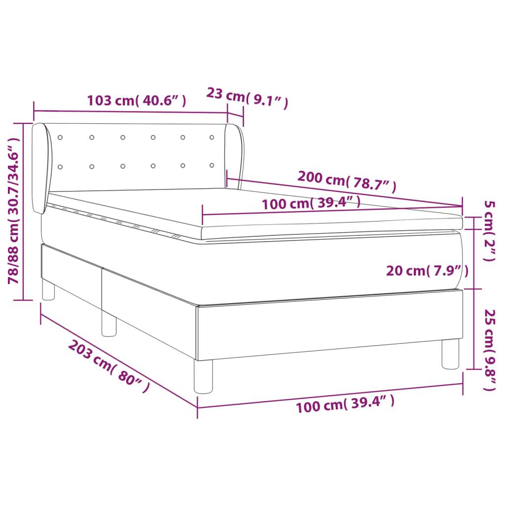 vidaXL Boxspringbett mit Matratze Schwarz 100x200 cm Stoff