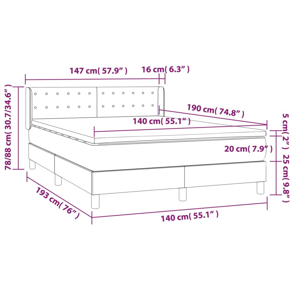 vidaXL Boxspringbett mit Matratze Schwarz 140x190 cm Samt