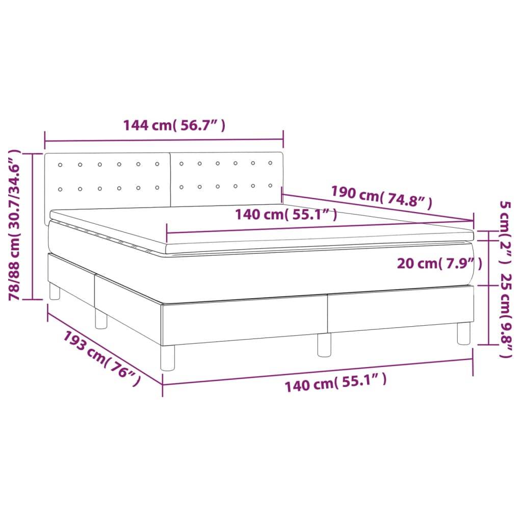 vidaXL Boxspringbett mit Matratze & LED Schwarz 140x190 cm Samt