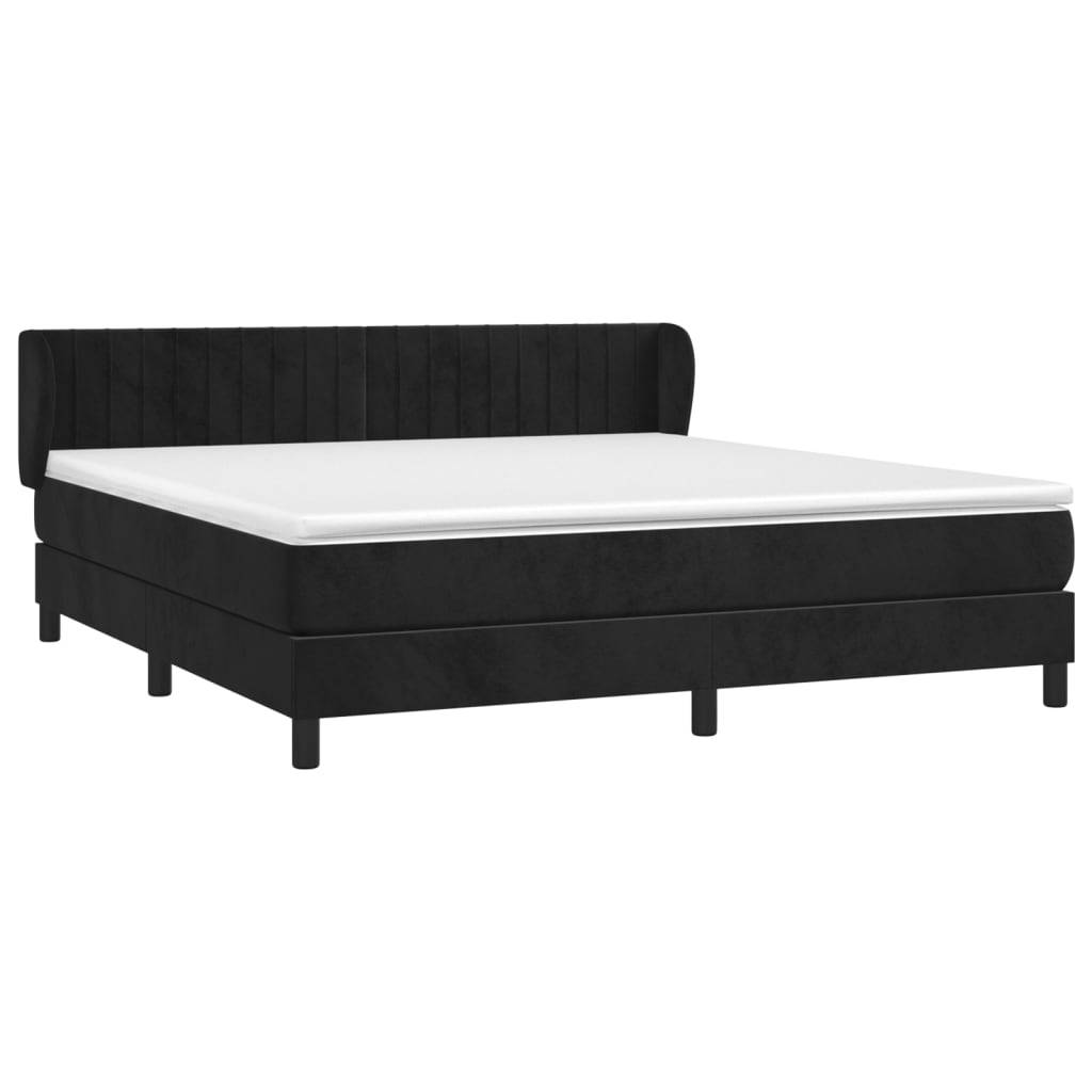vidaXL Boxspringbett mit Matratze Schwarz 160x200 cm Samt