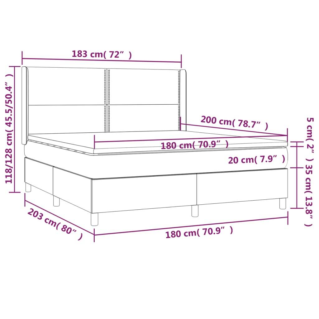 vidaXL Boxspringbett mit Matratze & LED Blau 180x200 cm Stoff