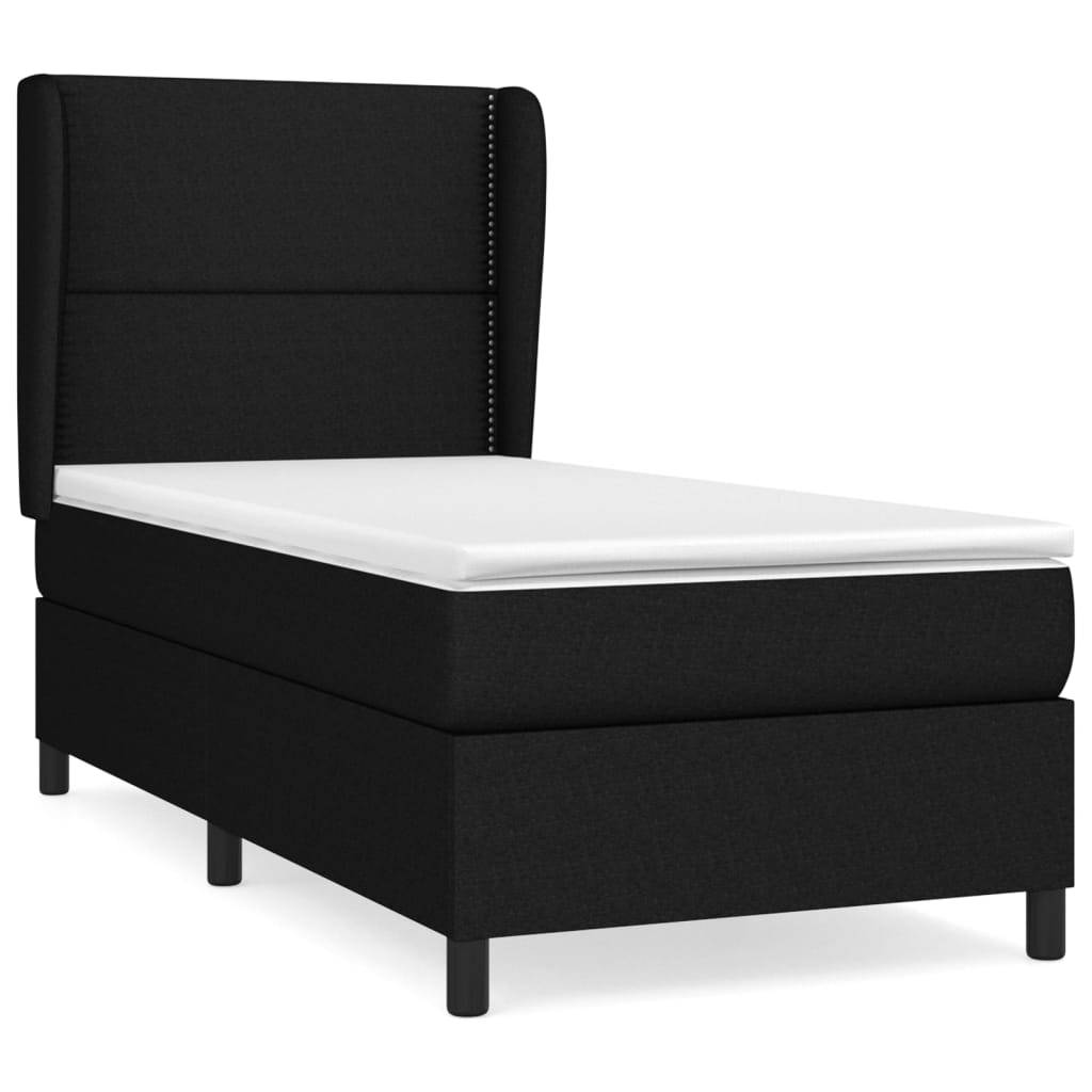 vidaXL Boxspringbett mit Matratze Schwarz 90x190 cm Stoff