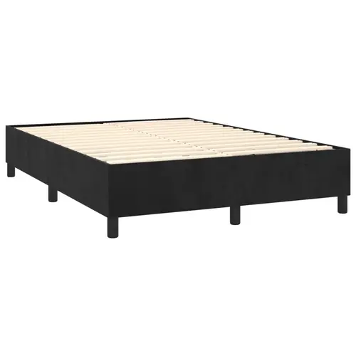vidaXL Boxspringbett mit Matratze Schwarz 140x190 cm Samt vidaXL Boxspringbett mit Matratze Schwarz 140x190 cm Samt