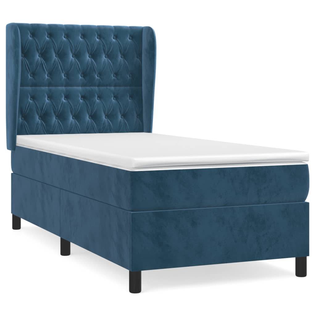 vidaXL Boxspringbett mit Matratze Dunkelblau 80x200 cm Samt