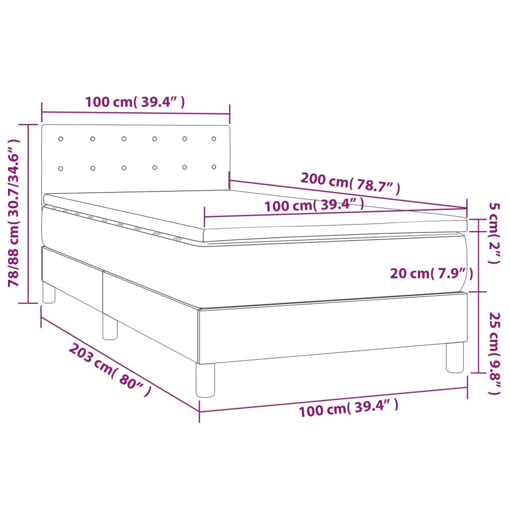 vidaXL Boxspringbett mit Matratze Rosa 100x200 cm Samt