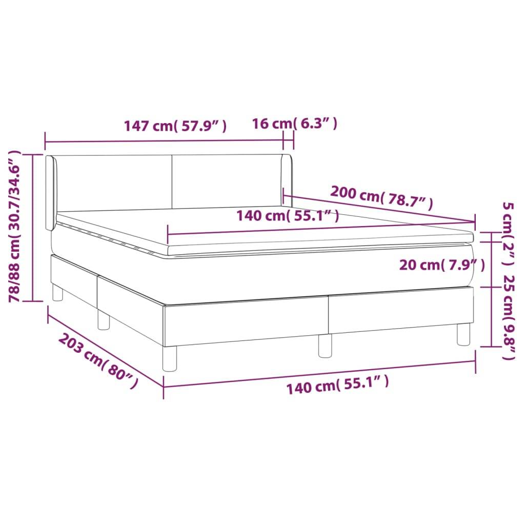 vidaXL Boxspringbett mit Matratze Creme 140x200 cm Kunstleder