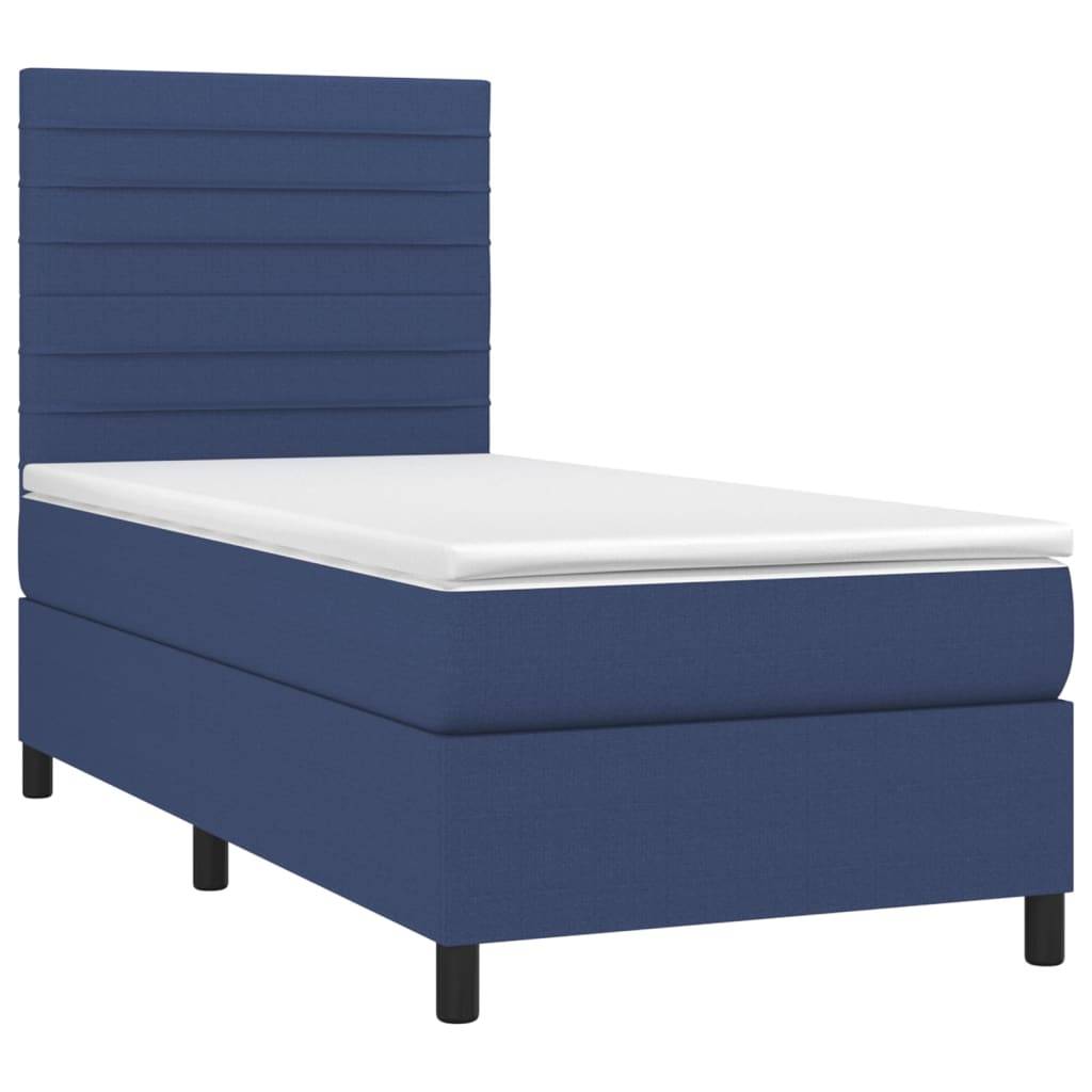 vidaXL Boxspringbett mit Matratze & LED Blau 80x200 cm Stoff