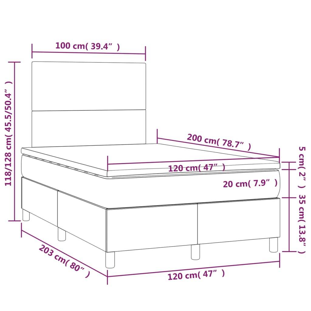 vidaXL Boxspringbett mit Matratze & LED Schwarz 120x200 cm Stoff