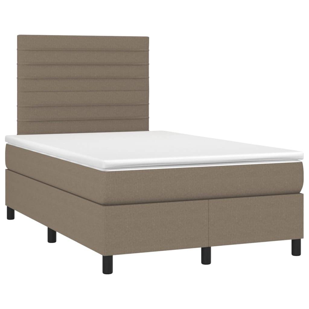 vidaXL Boxspringbett mit Matratze & LED Taupe 120x200 cm Stoff