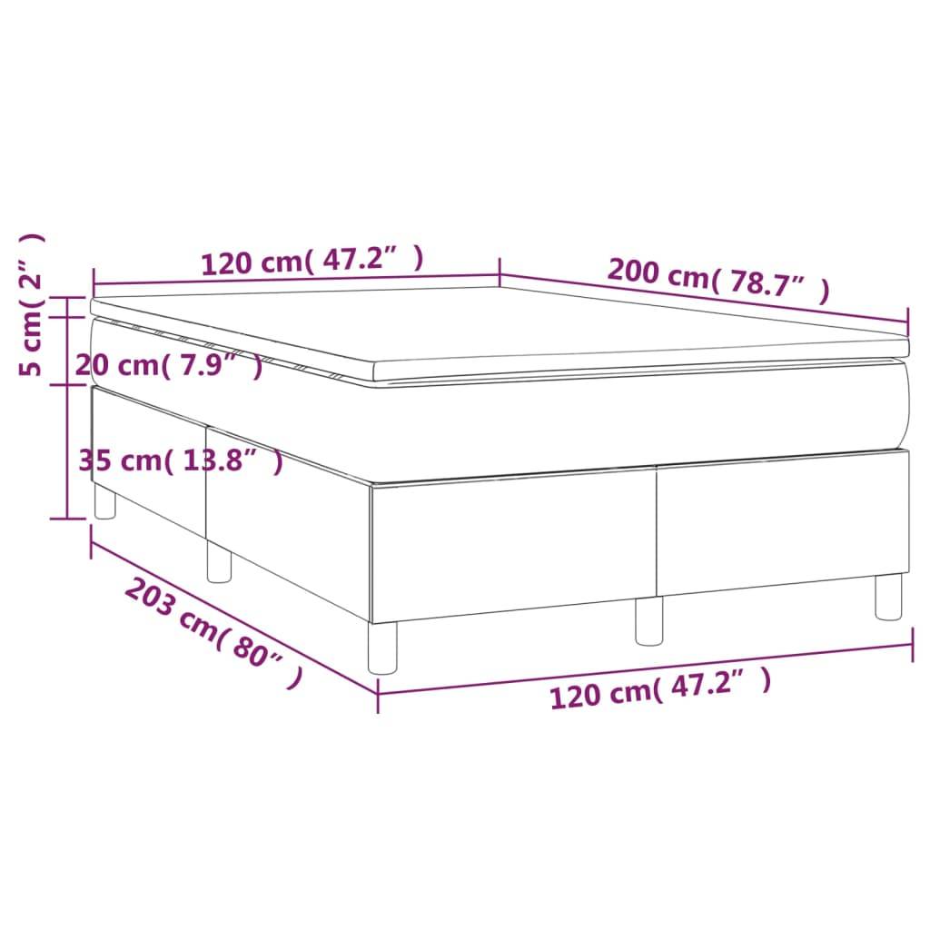 vidaXL Boxspringbett mit Matratze Dunkelgrün 120x200 cm Samt