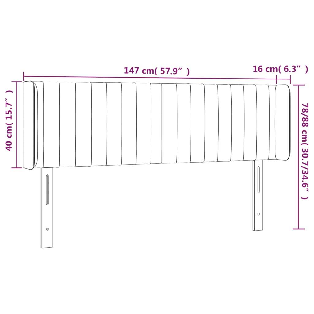vidaXL Kopfteil mit Ohren Dunkelgrau 147x16x78/88 cm Samt