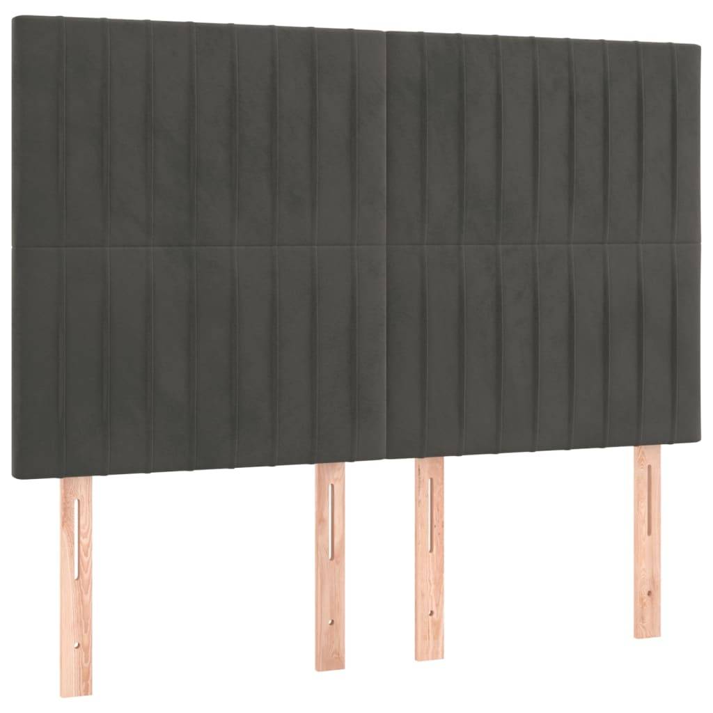 vidaXL LED Kopfteil Dunkelgrau 144x5x118/128 cm Samt