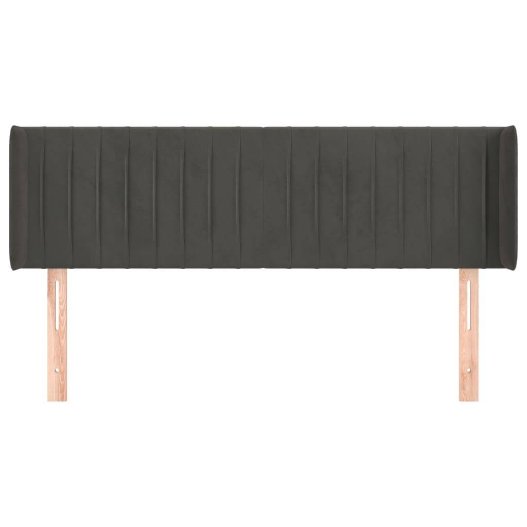 vidaXL Kopfteil mit Ohren Dunkelgrau 147x16x78/88 cm Samt