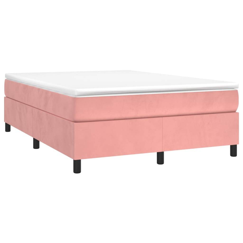 vidaXL Boxspringbett mit Matratze Rosa 140x190 cm Samt