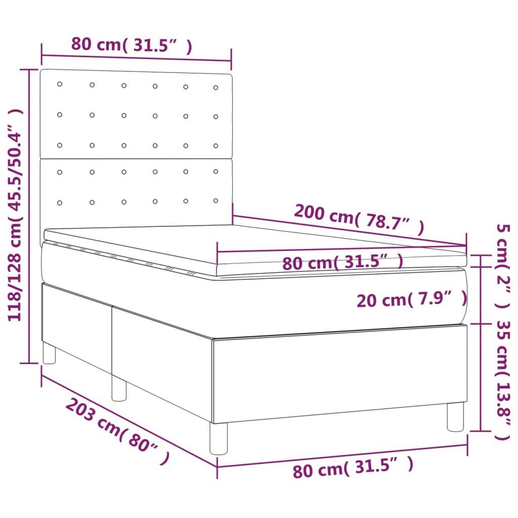 vidaXL Boxspringbett mit Matratze & LED Rosa 80x200 cm Samt