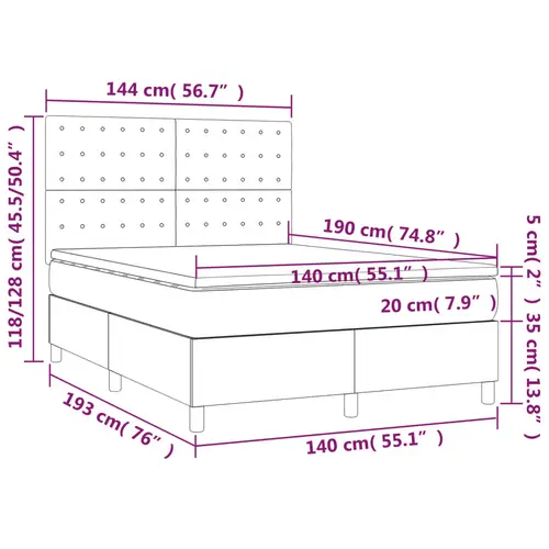 vidaXL Boxspringbett mit Matratze Schwarz 140x190 cm Samt vidaXL Boxspringbett mit Matratze Schwarz 140x190 cm Samt