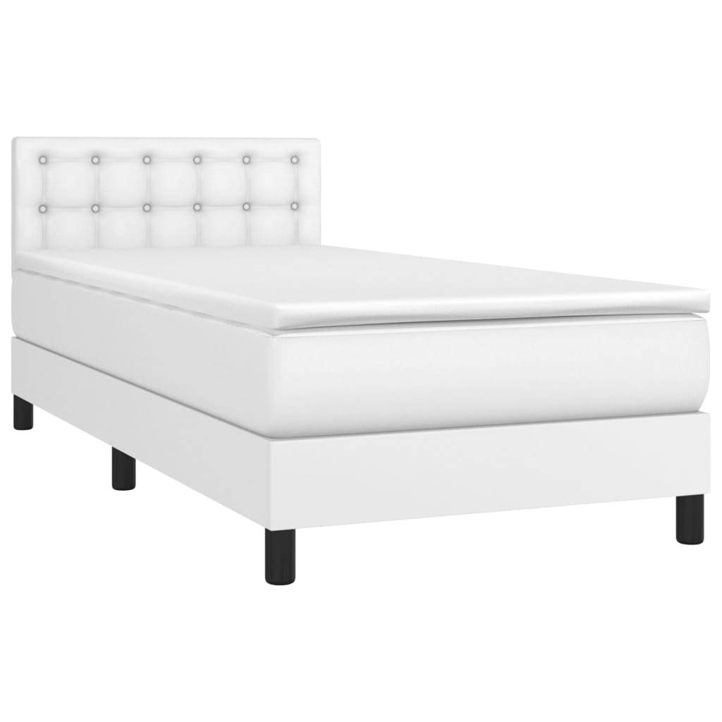 vidaXL Boxspringbett mit Matratze Weiß 100x200 cm Kunstleder