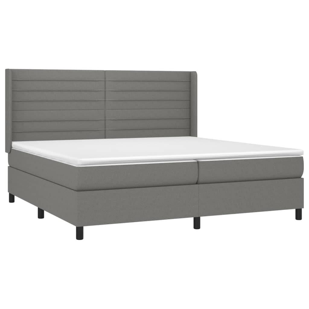 vidaXL Boxspringbett mit Matratze & LED Dunkelgrau 200x200 cm Stoff