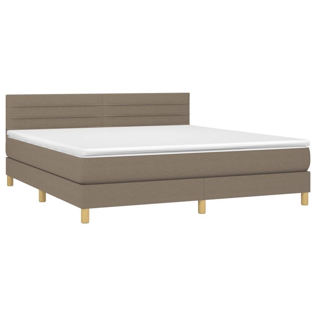 vidaXL Boxspringbett mit Matratze Taupe 160x200 cm Stoff