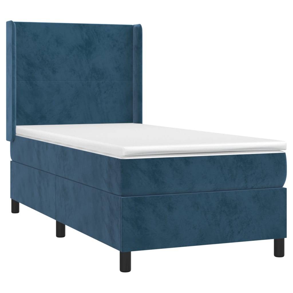 vidaXL Boxspringbett mit Matratze & LED Dunkelblau 80x200 cm Samt