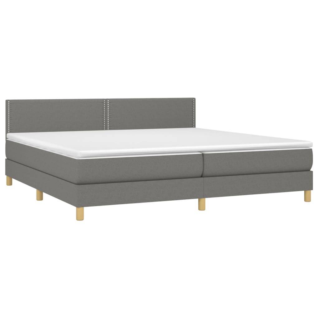 vidaXL Boxspringbett mit Matratze Dunkelgrau 200x200 cm Stoff