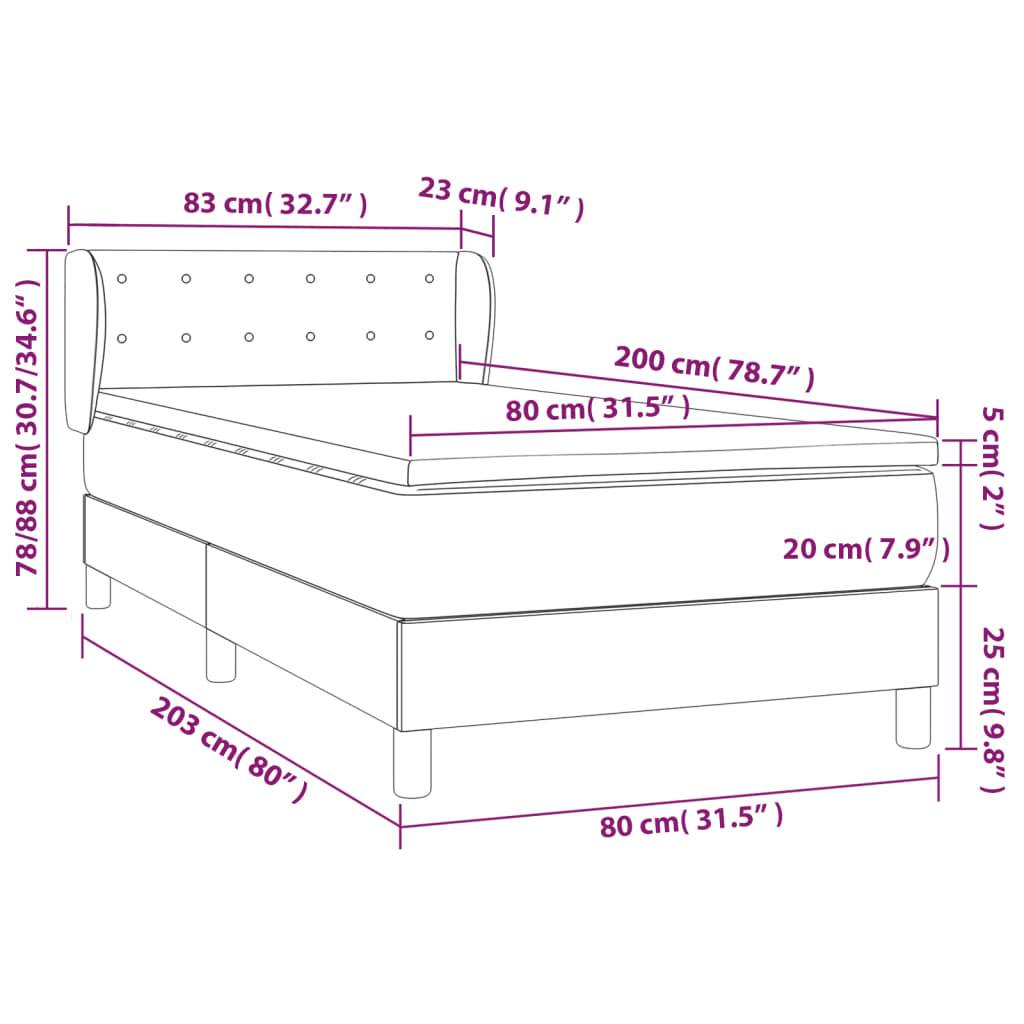 vidaXL Boxspringbett mit Matratze Dunkelblau 80x200 cm Samt