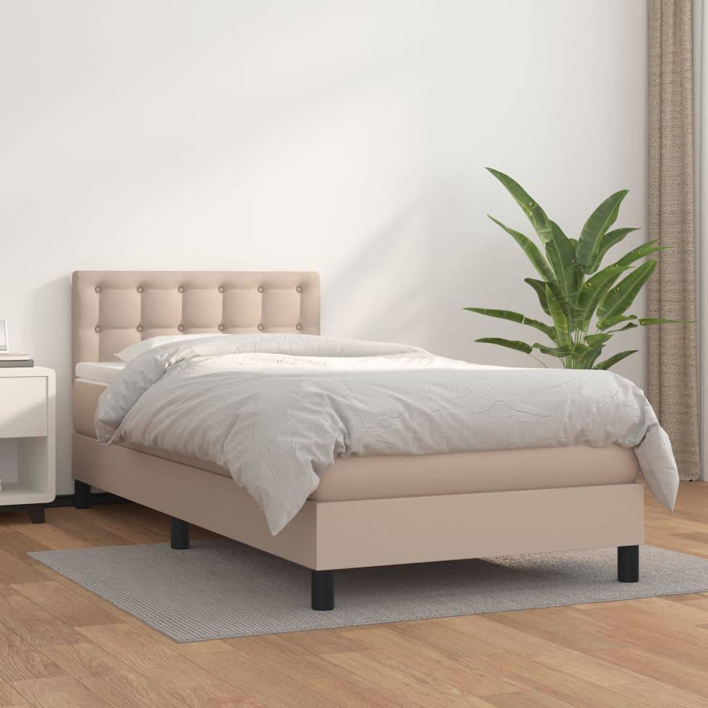 vidaXL Boxspringbett mit Matratze Cappuccino-Braun 90x200cm Kunstleder