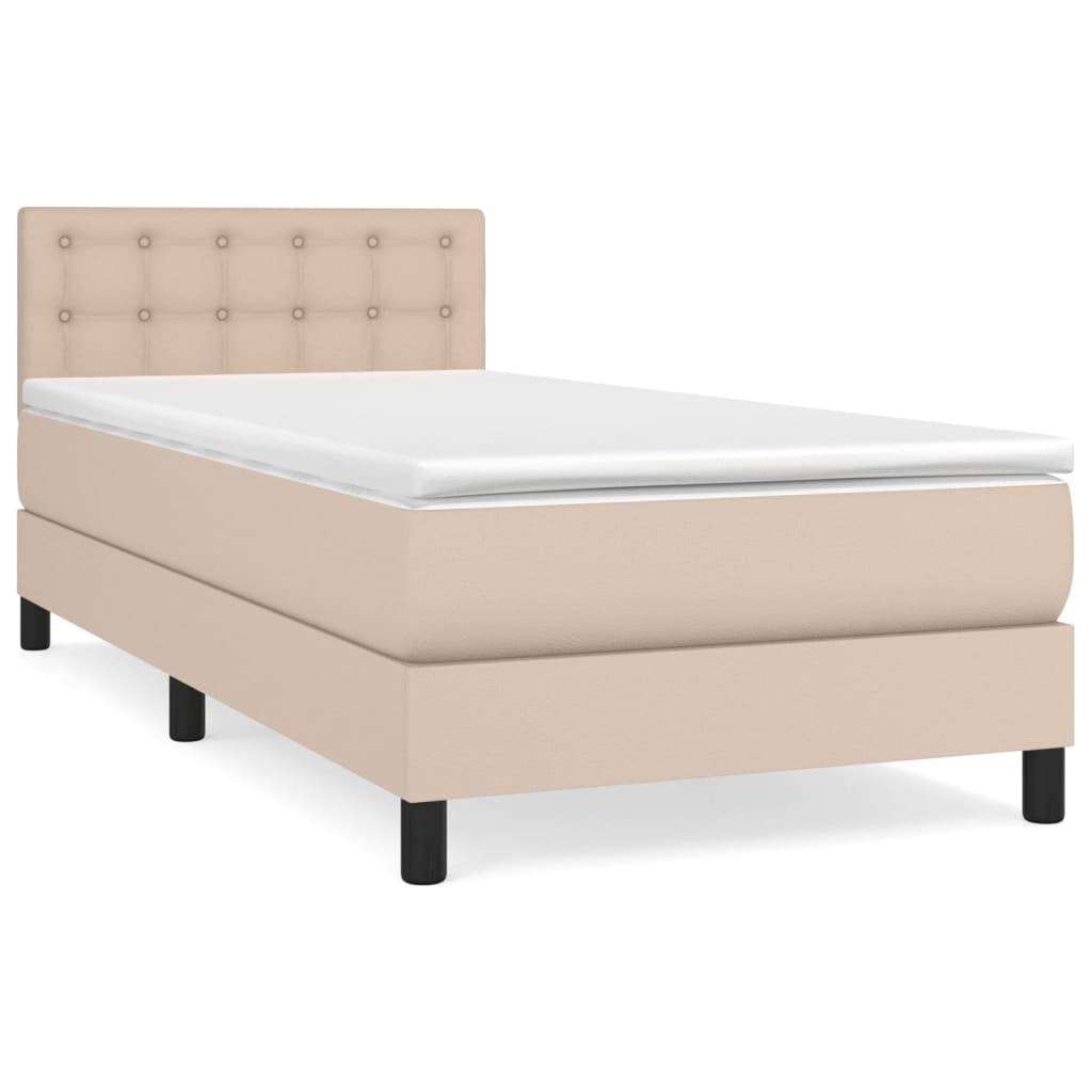 vidaXL Boxspringbett mit Matratze Cappuccino-Braun 90x200cm Kunstleder
