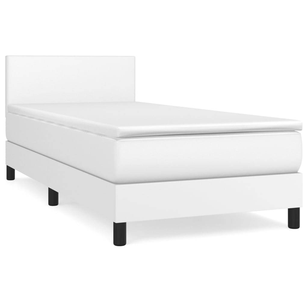 vidaXL Boxspringbett mit Matratze Weiß 80x200 cm Kunstleder