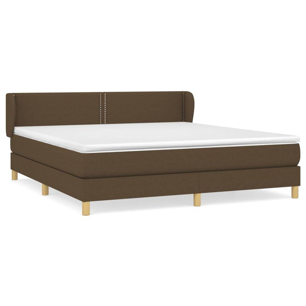 vidaXL Boxspringbett mit Matratze Dunkelbraun 180x200 cm Stoff