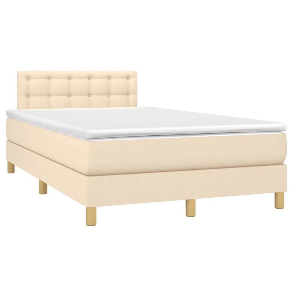 vidaXL Boxspringbett mit Matratze Creme 120x200 cm Stoff