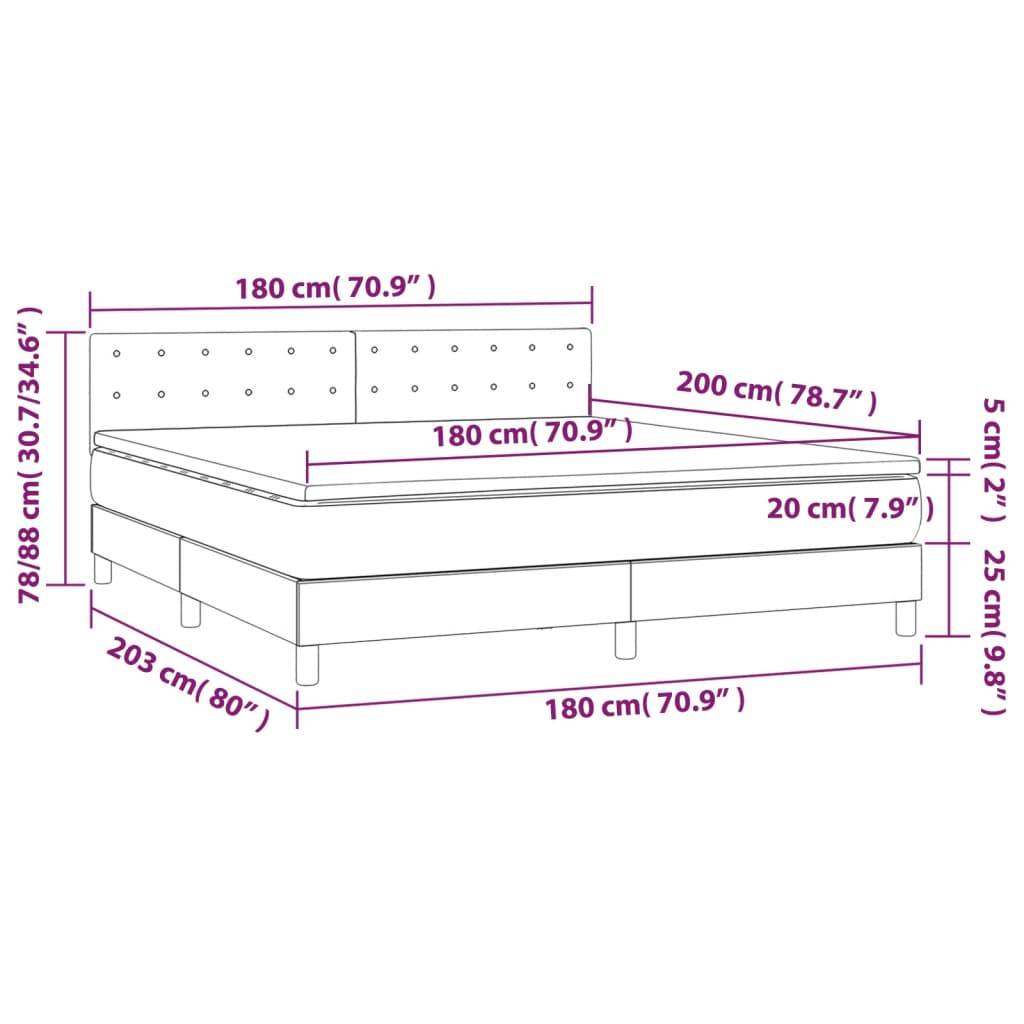 vidaXL Boxspringbett mit Matratze & LED Rosa 180x200 cm Samt