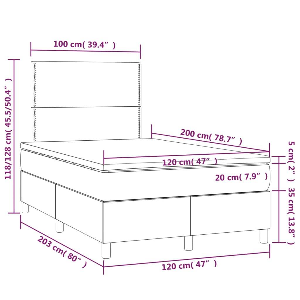 vidaXL Boxspringbett mit Matratze Blau 120x200 cm Stoff