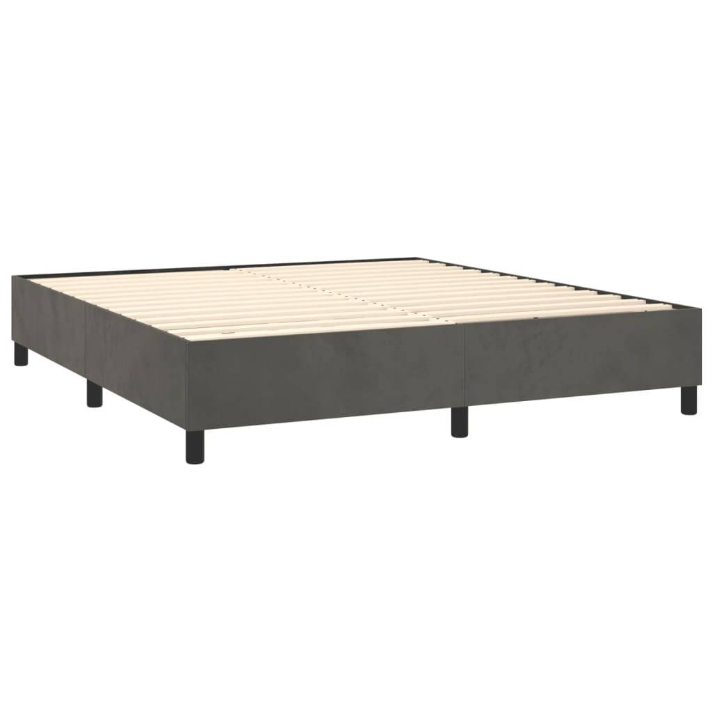 vidaXL Boxspringbett mit Matratze & LED Dunkelgrau 160x200 cm Samt