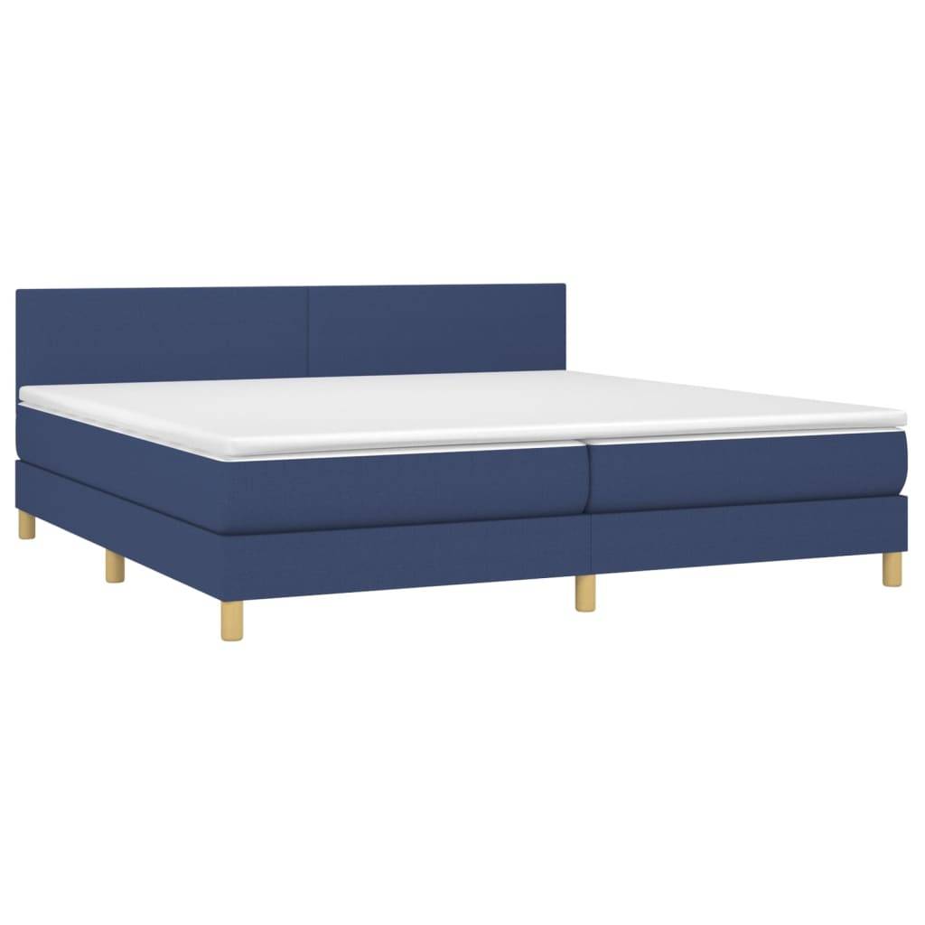 vidaXL Boxspringbett mit Matratze & LED Blau 200x200 cm Stoff