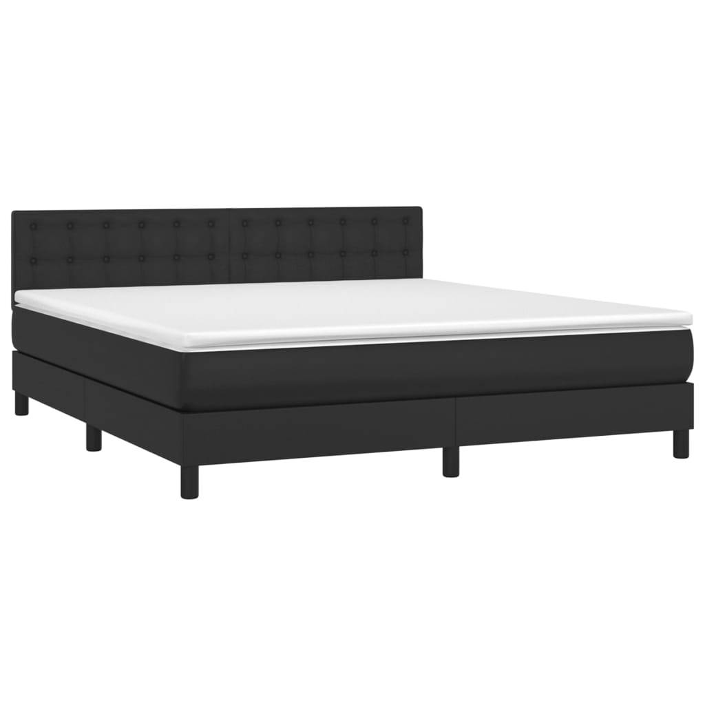 vidaXL Boxspringbett mit Matratze Schwarz 160x200 cm Kunstleder