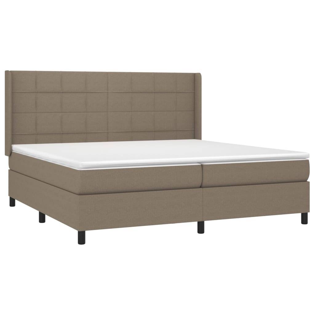 vidaXL Boxspringbett mit Matratze &amp; LED Taupe 200x200 cm Stoff