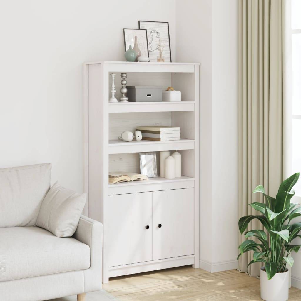 vidaXL Highboard Weiß 80x35x154 cm Massivholz Kiefer