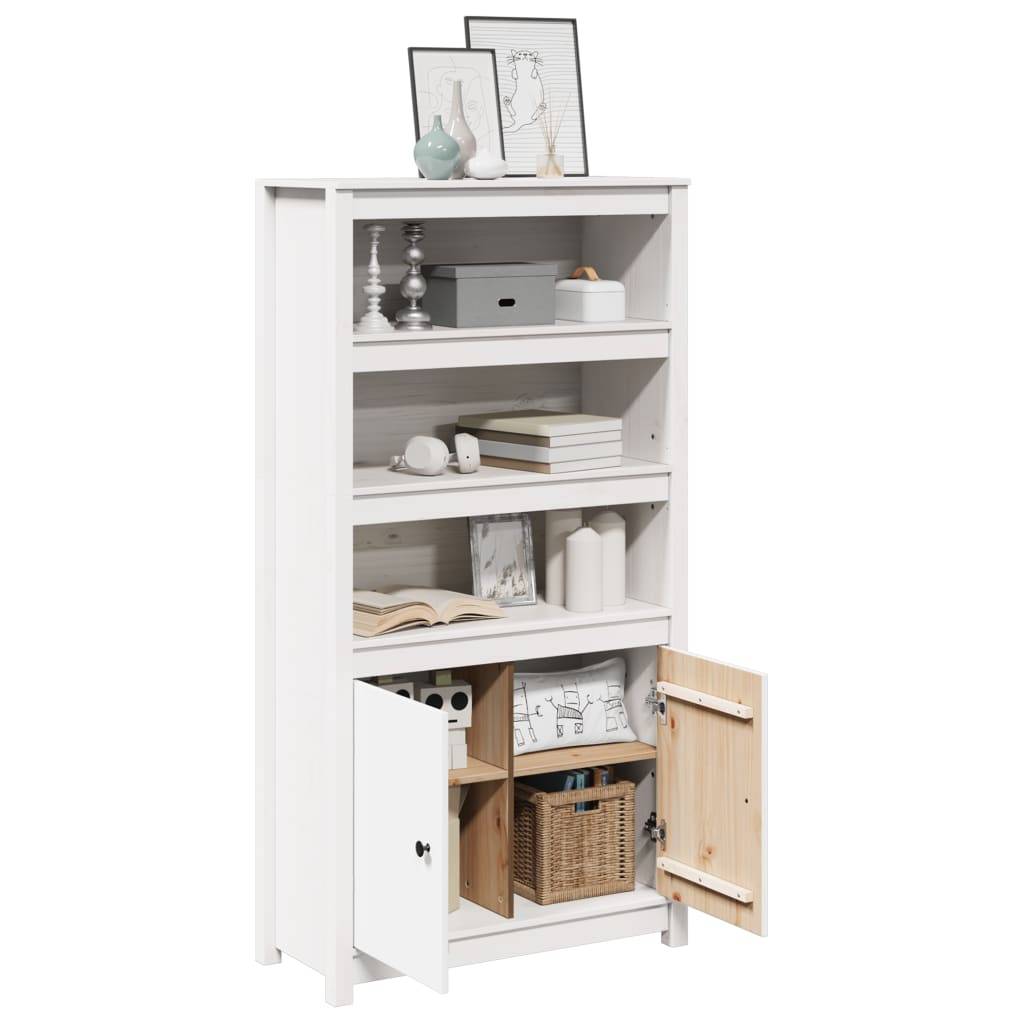 vidaXL Highboard Weiß 80x35x154 cm Massivholz Kiefer