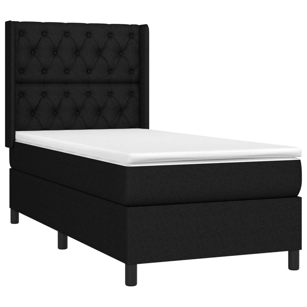vidaXL Boxspringbett mit Matratze &amp; LED Schwarz 80x200 cm Stoff