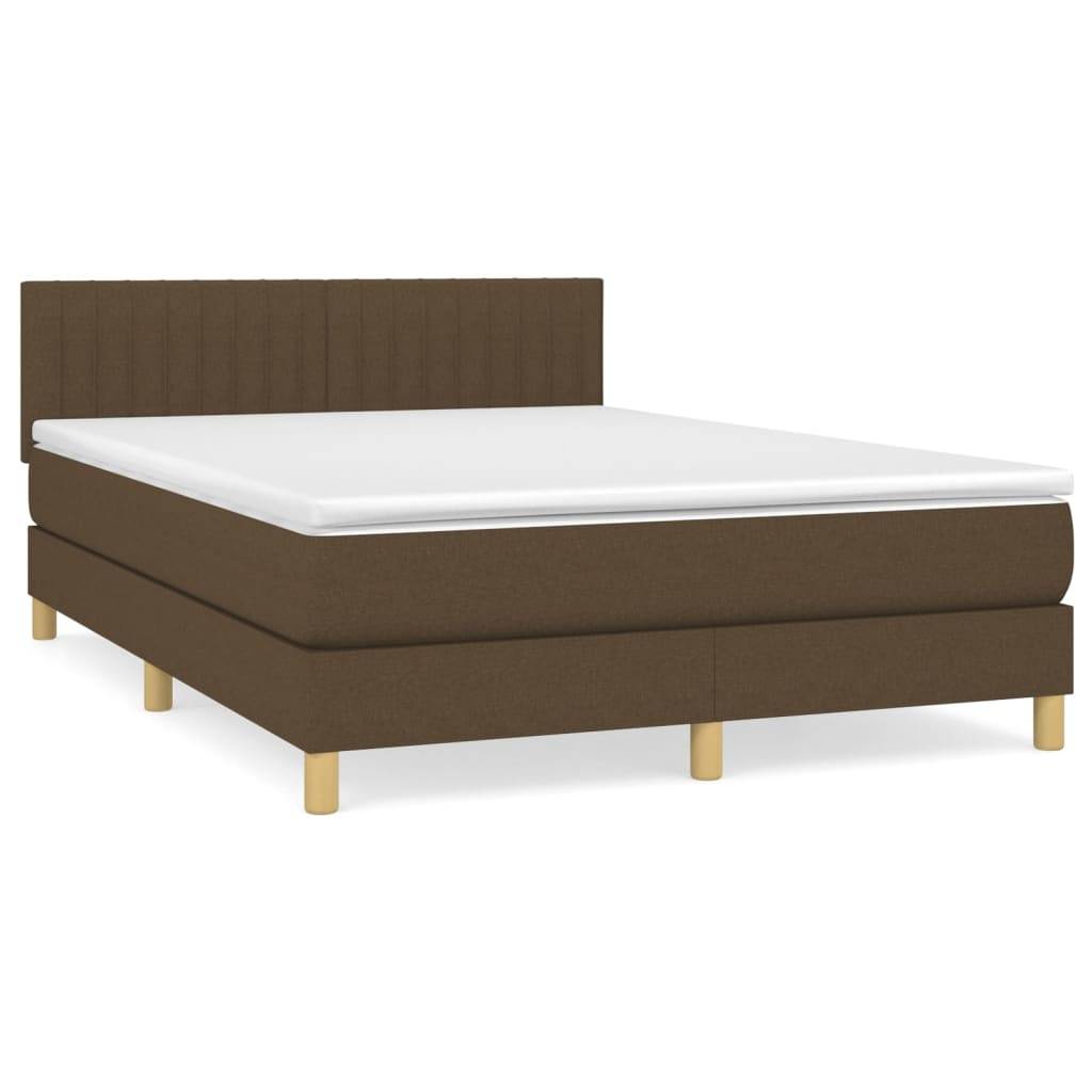 vidaXL Boxspringbett mit Matratze Dunkelbraun 140x190 cm Stoff