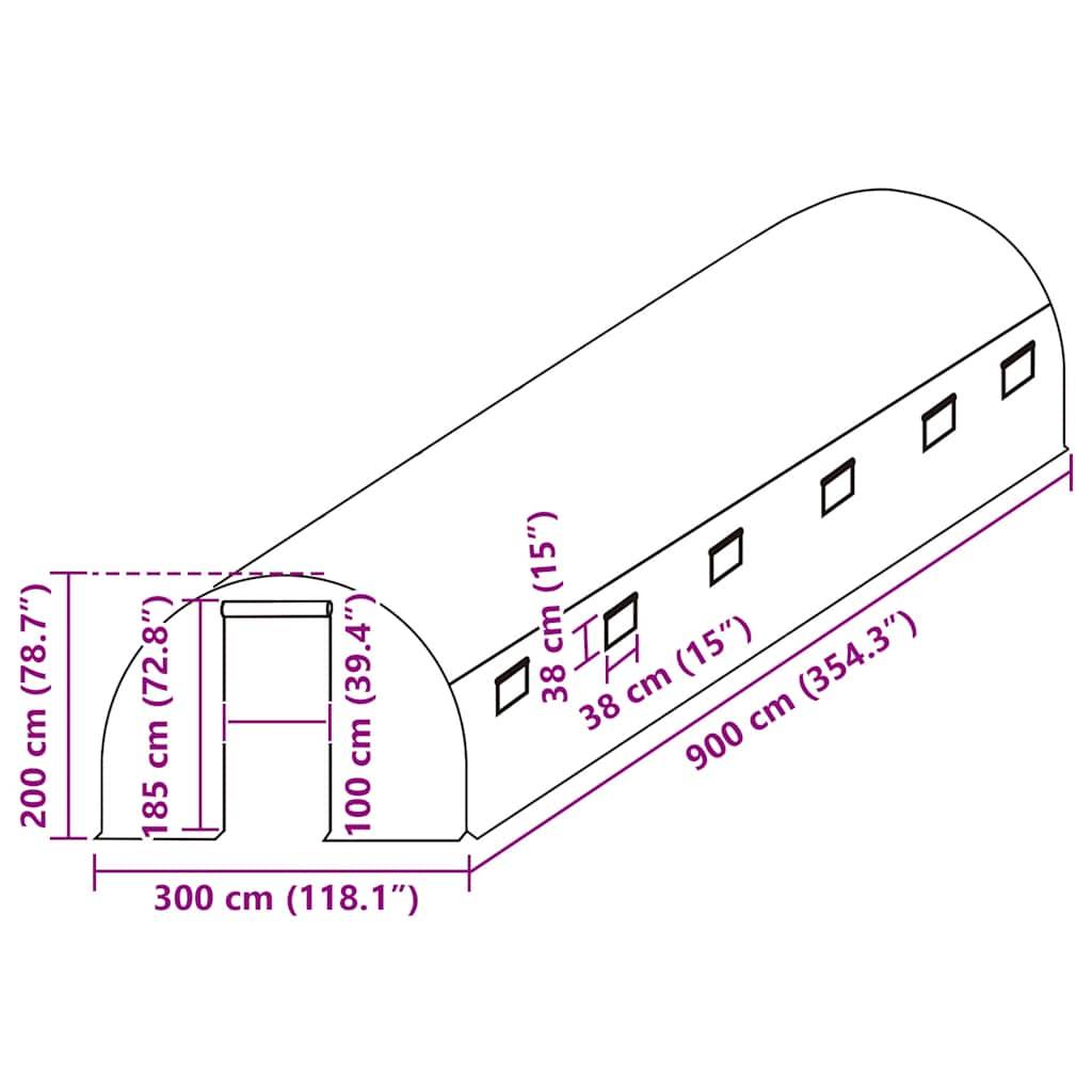 vidaXL Ersatzabdeckung für Gewächshaus (27 m²) 300x900x200 cm Grün