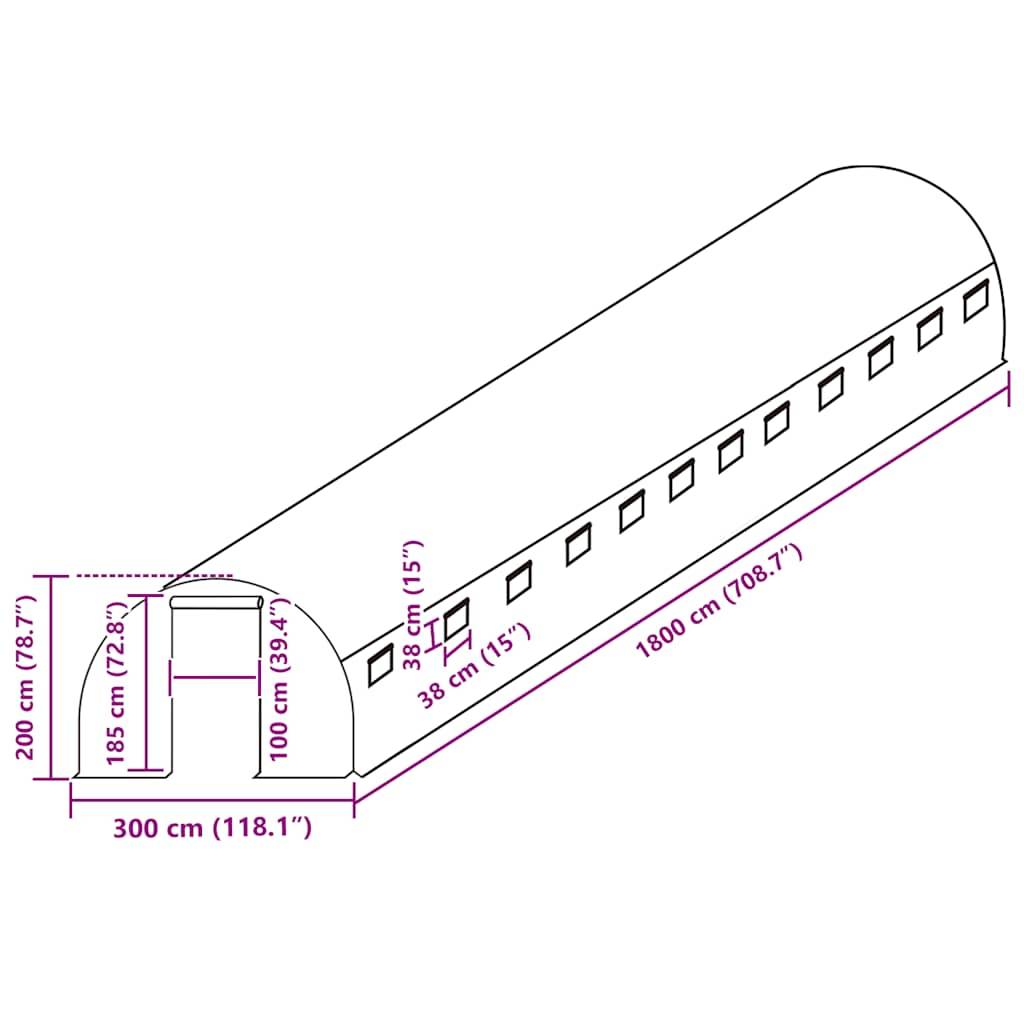 vidaXL Ersatzabdeckung für Gewächshaus (54 m²) 300x1800x200 cm Grün