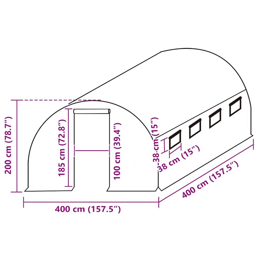 vidaXL Ersatzabdeckung für Gewächshaus (16 m²) 400x400x200 cm Grün