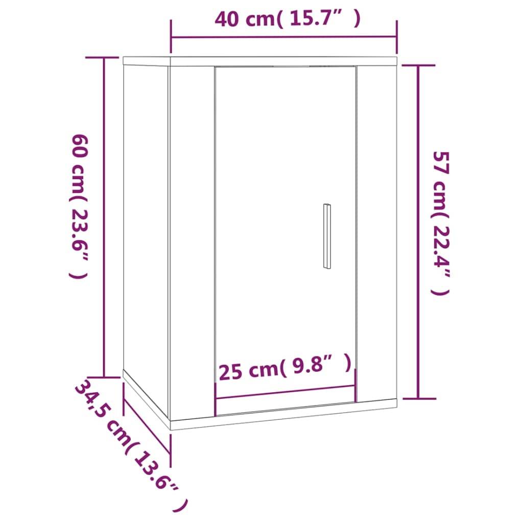 vidaXL TV-Wandschränke 2 Stk. Betongrau 40x34,5x60 cm