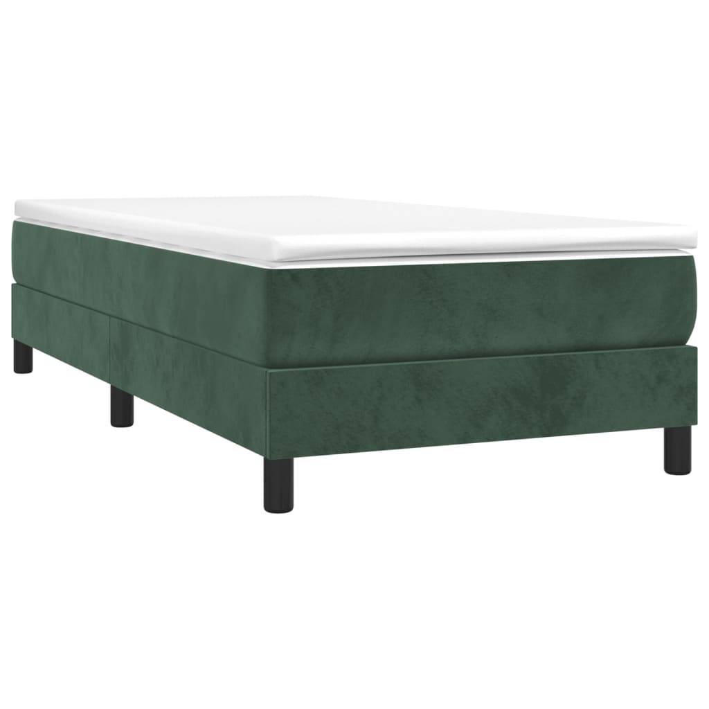 vidaXL Boxspringbett mit Matratze Dunkelgrün 90x190 cm Samt
