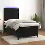 vidaXL Boxspringbett mit Matratze & LED Schwarz 90x190 cm Samt vidaXL Boxspringbett mit Matratze & LED Schwarz 90x190 cm Samt