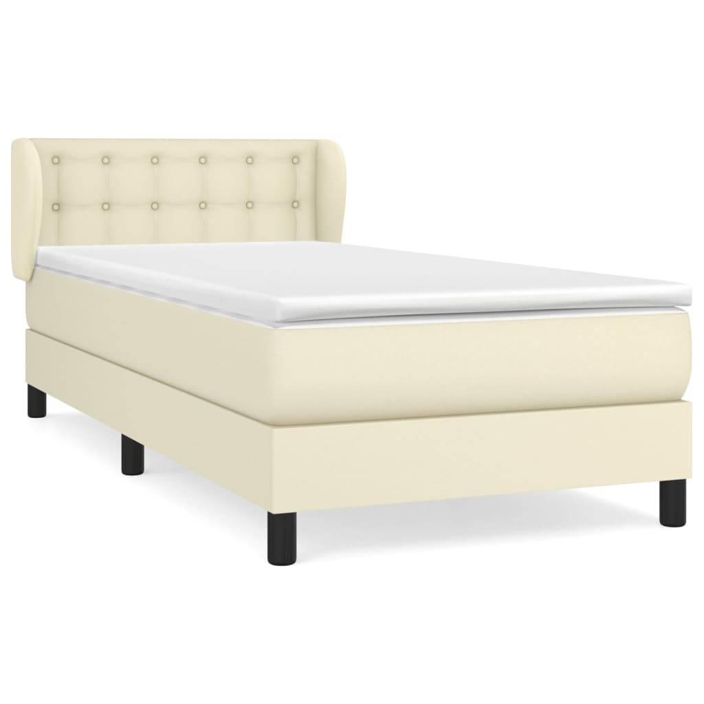 vidaXL Boxspringbett mit Matratze Creme 80x200 cm Kunstleder