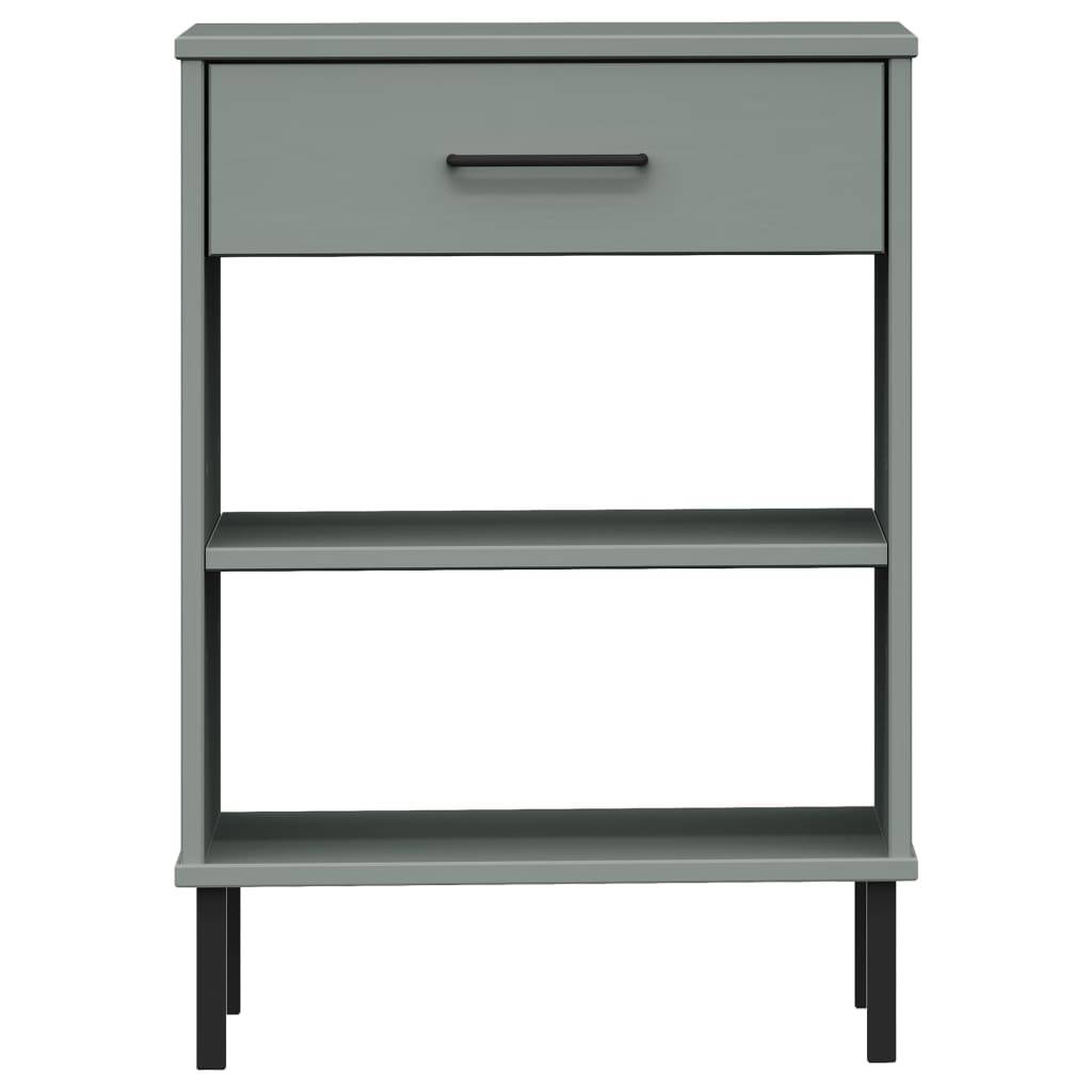 vidaXL Konsolenschrank OSLO mit Metallbeinen Grau Massivholz Kiefer
