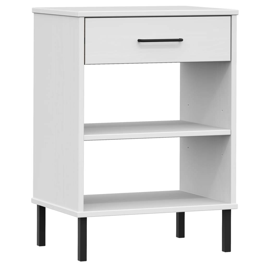 vidaXL Konsolenschrank OSLO mit Metallbeinen Weiß Massivholz Kiefer